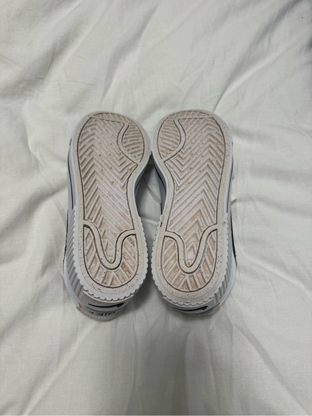 Nike White Leather Platform Sneakers with Black Swoosh and Tan Trim - Picture 7 of 8